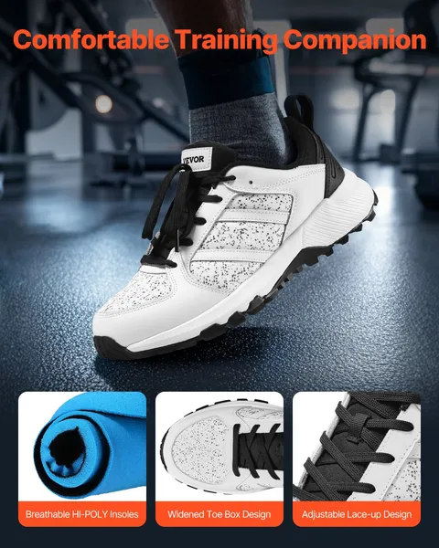 Cross Training Shoes, M Width Sneakers US Size 10, Wide Toe Box Shoes with Arch Support & Adjustable Lace-up, Training Shoes for Running, Gymnastics, Dog Walking, and Weightlifting (White) - Image 5