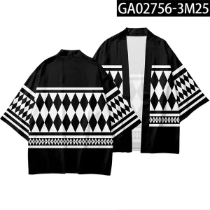 Tokyo Revengers Cosplay Cloak Anime Black White Top for Summer Hanagaki Takemichi Ken Ryuguji Haori Kimono Tee Men Short-sleeve