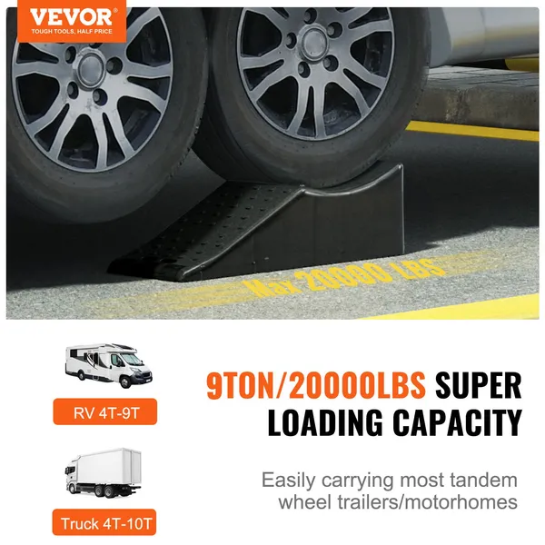 Vehicle Ramp, Single Unit Auto Service Ramp, 20000 lbs/9 ton Load Limit, 5.5" Elevation Auto Ramp, Robust Tire Ramp for Routine Car Care and Vehicle Upkeep - Image 5